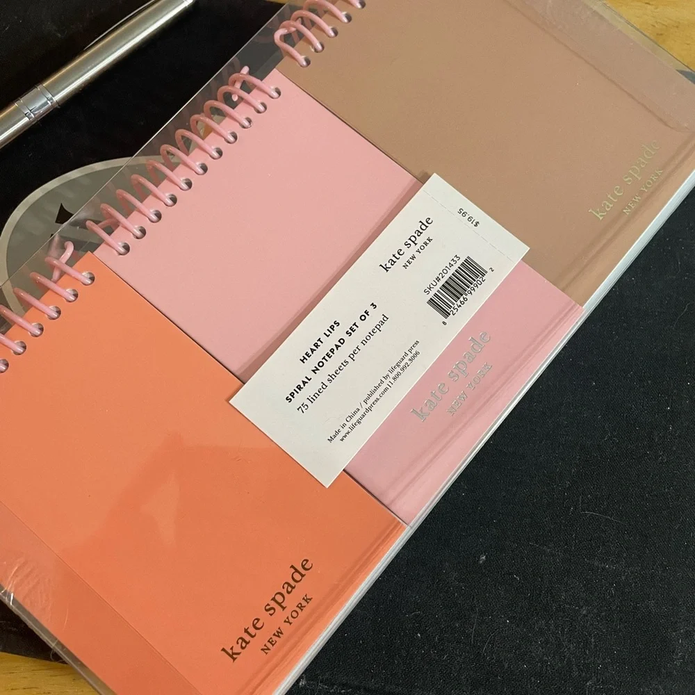 Kate Spade Heart Lips Spiral Notebook Set of 3 Super Cute, Pocket Size NEW NWT